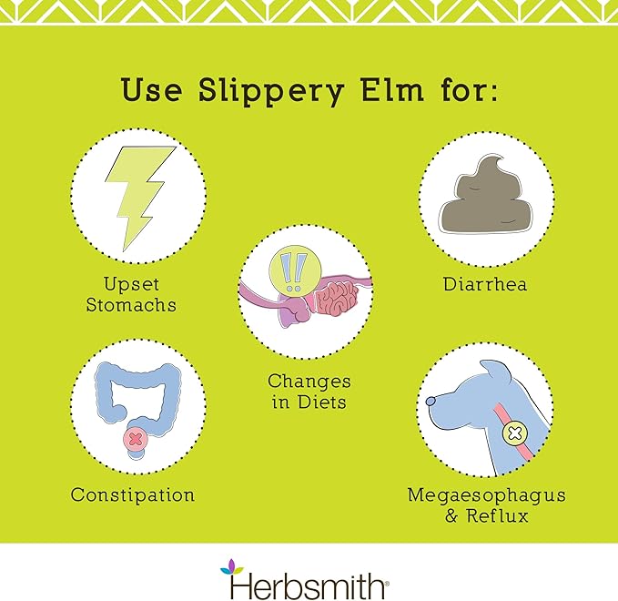 Herbsmith Organic Slippery Elm - Digestive Aid for Dogs and Cats - Constipation and Diarrhea Relief for Dogs and Cats - Megaesophagus Dog Aid - 450g