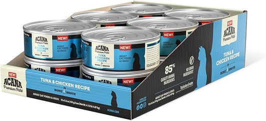 ACANA PREMIUM PATE Wet Cat Food, Tuna & Chicken Recipe in Beef Bone Broth, 5.5oz (Case of 12)