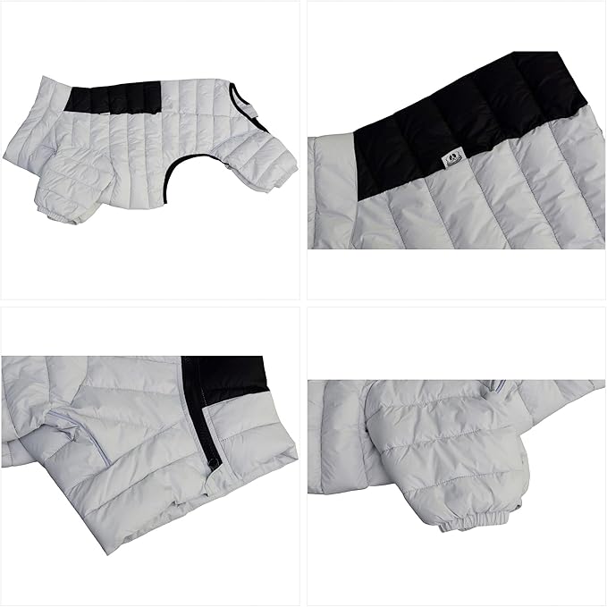 Dog Warm Jacket, Outdoor Snow Covered Reflective Windproof, Adjustable M/L Zippered Vest for Medium to Large Dogs (Off White) M