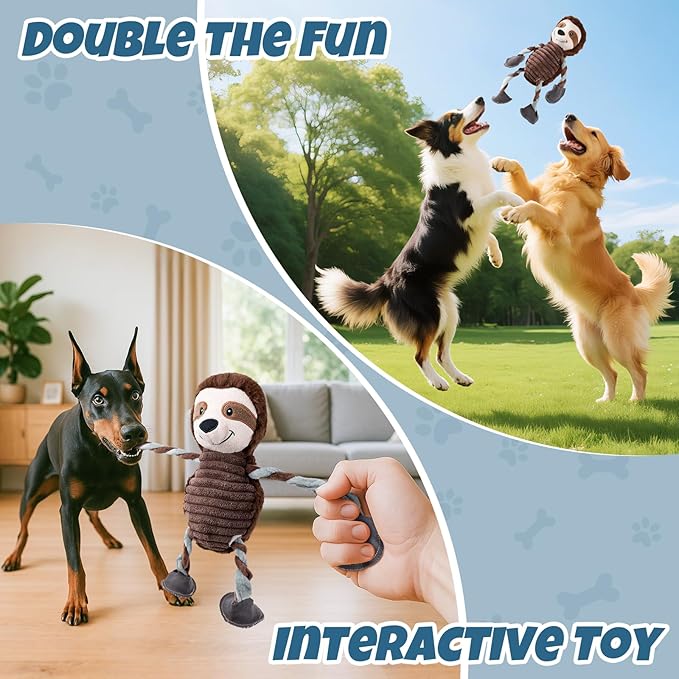 Squeaky Dog Toy for Small Medium Large Dogs – Plush Dog Chew Toy with 5 Squeakers, Interactive and Durable Pet Toy for Chewing and Playing