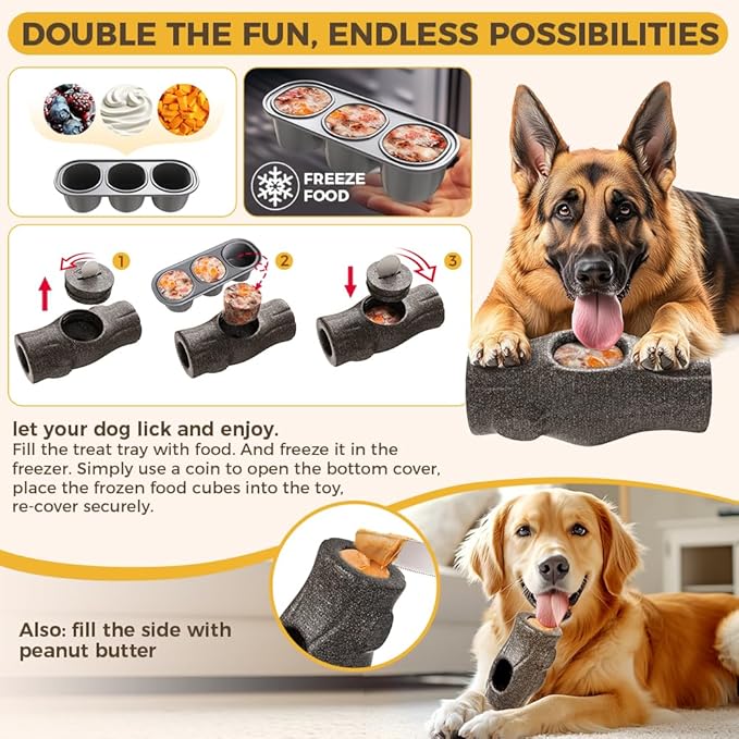 Dog Frozen Treat Toys to Keep Them Busy - Interactive Dog Puzzle Toys with Frozen Mold, Indestructible Aggressive Chew Toys for Large Dogs, Food Grade-Easy to Clean-Reduce Anxiety-Safe Chewing