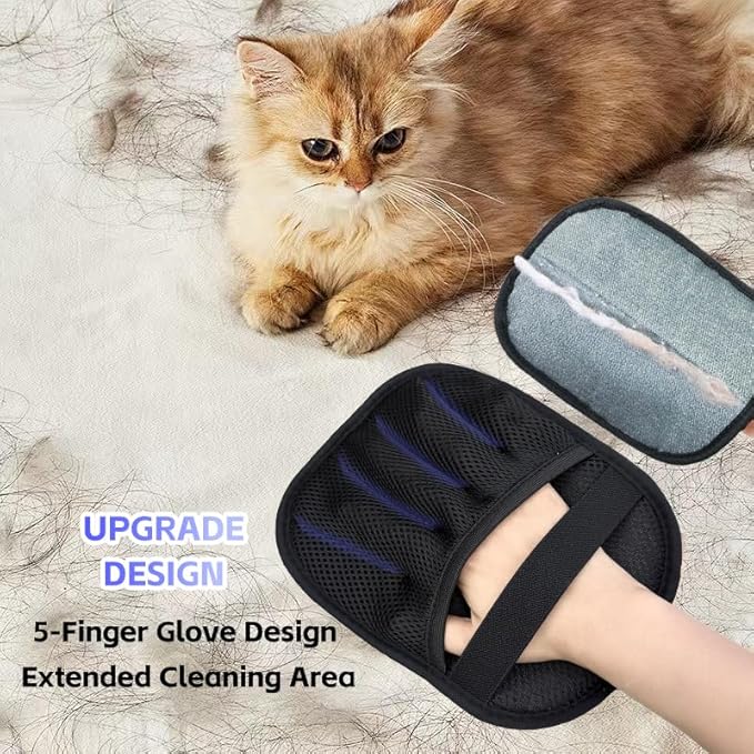 Pet Hair Removal Glove,Pet Hair Remover for Cat & Dog,New Upgraded Electrostatic Gloves Pet Hair,Reusable Electro Static Pet Hair Remover Electrostatic Gloves (2PC Blue+Orange)
