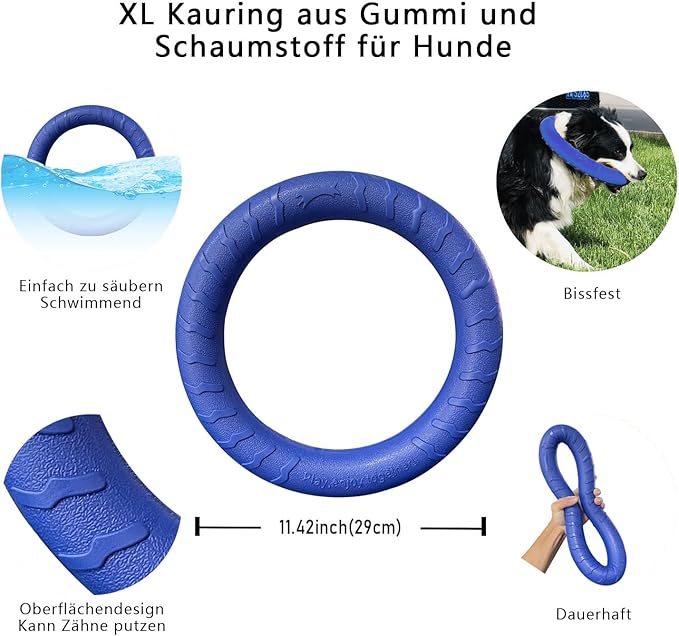 Blue Indestructible Dog Toys for Aggressive Chewers Flying Discs for Medium/Large Breeds Dog Training Ring,