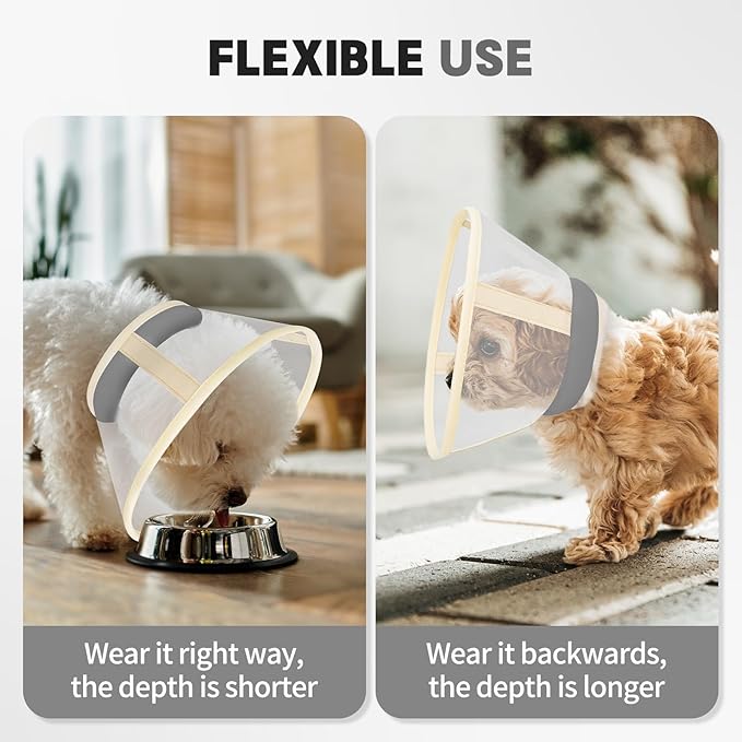 Soft Dog Cone Collar to Stop Licking-Adjustable Comfortable Mesh Recovery Collar After Surgery for Small or Miniature Dogs, Alternative to Plastic Elizabethan Collar for Neuter Incision Care (Grey,L)