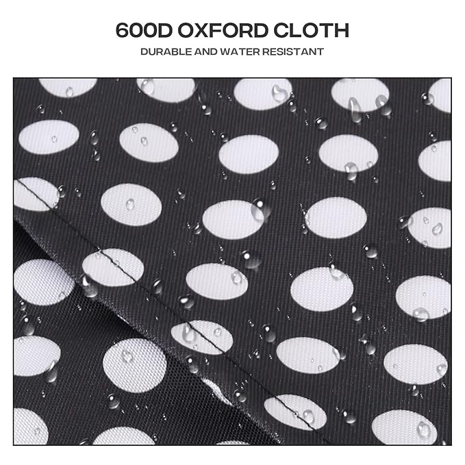 Cat Dog Stroller,3-Wheels Pet Stroller for Medium/Puppy Dogs 30 Lbs, Cat Strollers for 1 Cats, Foldable Dog Stroller with Storage Basket and Cup Holder, Breathable Mesh Black Polka Dots