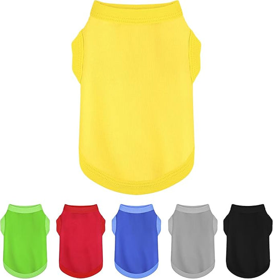 Elevate Your Dog's Fashion Quotient with Colorful and Breathable Sleeveless Cotton Shirts! Perfect Pet Apparel for Small to Medium Dogs Yellow M