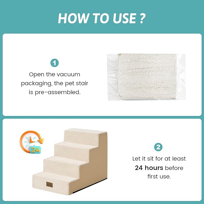 Dog Stairs for Small Dogs, 4 Tier Pet Stairs for Couch and Beds, 17.7" H Non-Slip Dog Steps for Old Cats, Puppy, Small Medium Dogs, 15.7x23.6x17.7 inch, Beige