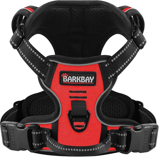 BARKBAY Dog Harness No Pull for Small Dogs - Adjustable, Reflective, Comfortable, No Choke, Heavy-Duty - Perfect for Outdoor Training, Walking, and Hiking - Strong & Durable - XS & Red