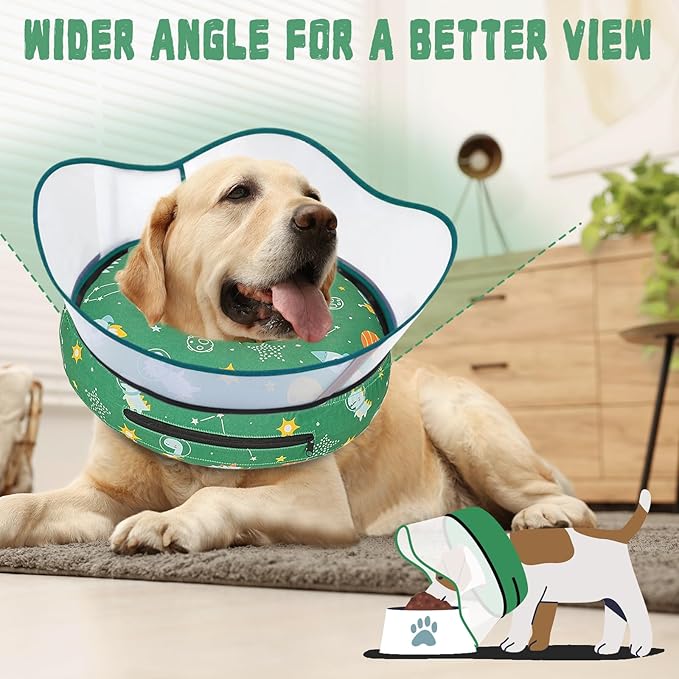 Elevated Inflatable Dog Cone Collar to Stop Licking, Doggie Donut Collar After Surgery, Soft Dog Cone Alternative for Small Medium Large Dogs