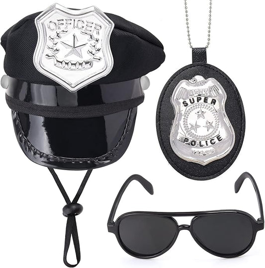 Yewong Pet Police Costume Accessory Set Pet Dog Cat Police Hat Badge Aviator Sunglasses Pet Dress Up Kit for Halloween Christmas Cosplay Role Play Party (Set-B)
