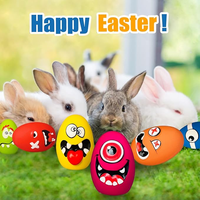 Squeaky Dog Toys for Small Dogs, Mini Dogs, Soft Latex Dog Squeaky Toys, Smile Squeaky Dog Balls, Egg Dog Toys Balls 6pcs