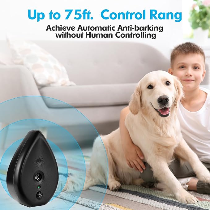 Anti Barking Devices, Auto Dog Bark Control Devices with 3 Modes, Rechargeable Ultrasonic Bark Box Dog Barking Deterrent Devices, Stop Neighour Dog Barking Devices for Dogs up to 75ft