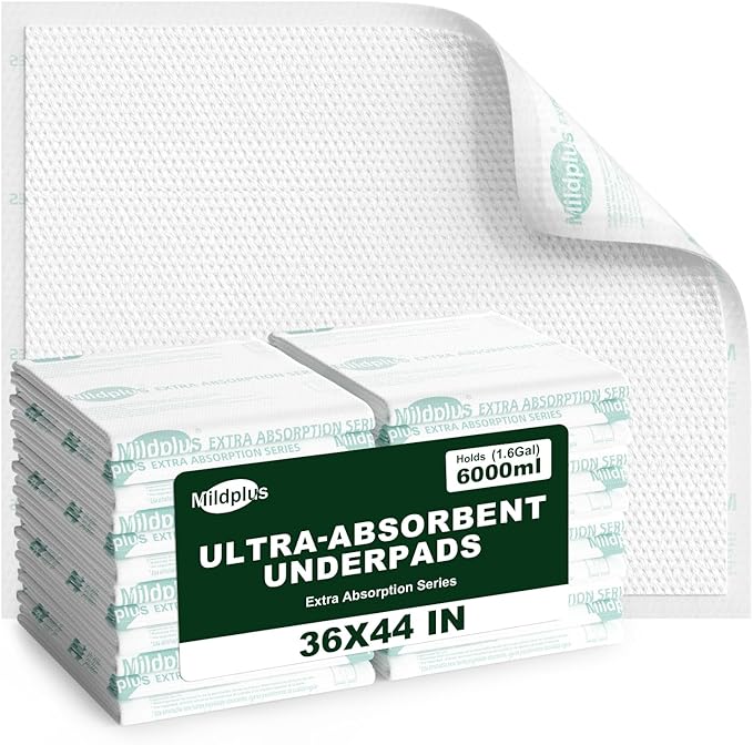 Heavy Duty Underpads 36"X44" Super Sized Chucks Pads 185 Grams Disposable Bed Pads with Strength Cloth Backing Extra Absorption Pads for Incontinence (91X110CM, 20 Count)
