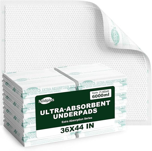 Heavy Duty Underpads 36"X44" Super Sized Chucks Pads 185 Grams Disposable Bed Pads with Strength Cloth Backing Extra Absorption Pads for Incontinence (91X110CM, 20 Count)