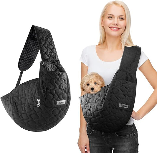 Dog Sling for Small Dogs, Front Dog Sling Carrier, Padded Adjustable Pet Soft Carrier with Adjustable Shoulder Strap, Travel Safety Harness Machine Washable for Small Cats Puppy Outdoor