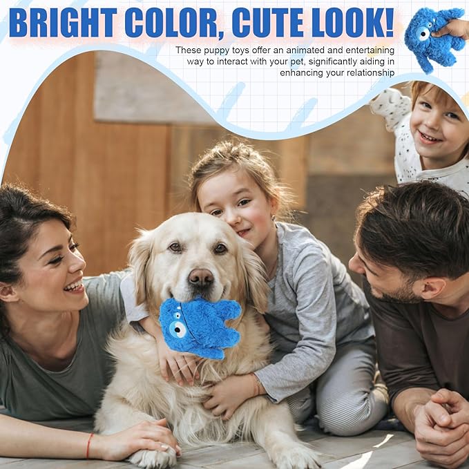 Plush Squeaky Dog Toy, Crinkle Stuffed Dog Toy Keep Them Busy Tug of War Dog Chew Toy for Small Medium Large Dogs (Blue)