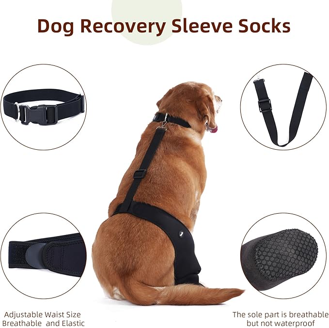 Dog Socks to Prevent Licking Paws ，Breathable Leg Sleeve to Stop Licking and Biting， Firm and Secure Adjustable Size Dog Recovery Sleeve Socks (XL-Left)