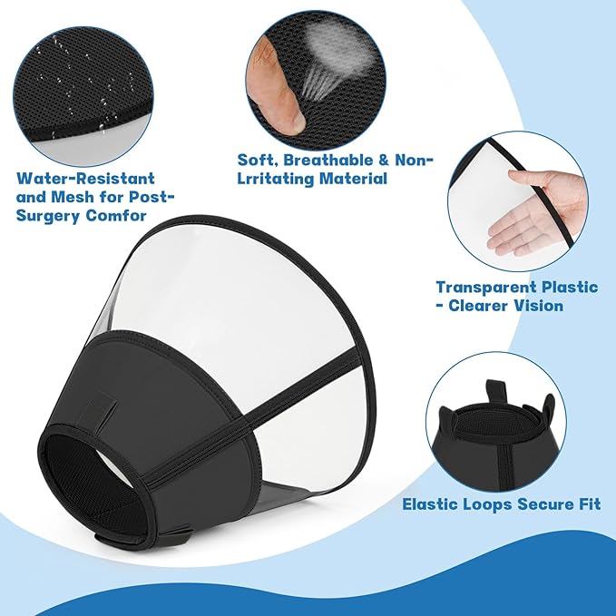 Soft Dog Cone Collar to Stop Licking, Comfortable Cones for Dogs After Surgery, Adjustabl Dog Recovery Collar for Large Medium Small Dogs