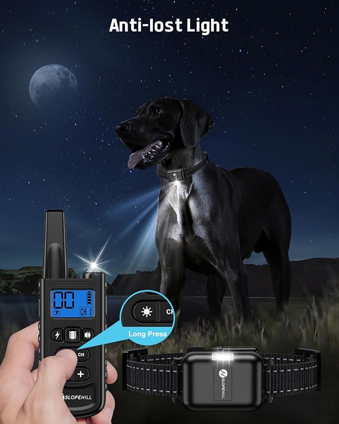 Dog Training Collar with Remote, 4200Ft Remote Electronic Dog Shock Collar with Beep, Vibration, Shock, Light and No Shock Mode, Electric Shock Collar for Small Medium Large Dogs(Black)