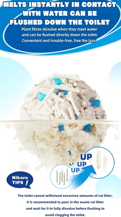 NIKORO Mixed Cat Litter,Strong Clumping Cat Litters,Odor Control and Unscented Ultra Absorbent Water Flushable Bentonite Tofu Cat Litter,Dust Free Scent Free,21 lbs(5.29 lbs×4Bags)