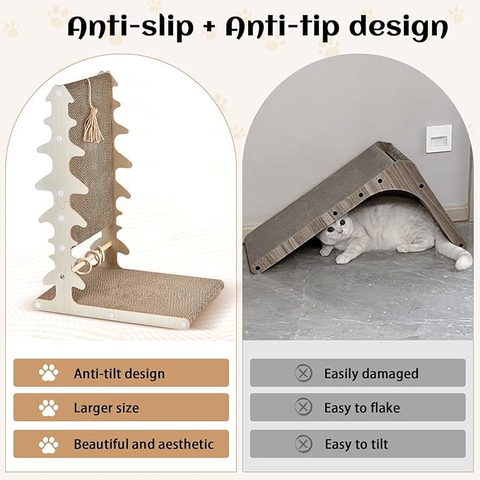 Monday To Sunday® Cat Scratch Pad, CardboardL Shape Vertical CatScratchers for Indoor Cats, Scraching Cardboard Large Size, Indoor Cat Post(Fishbone)