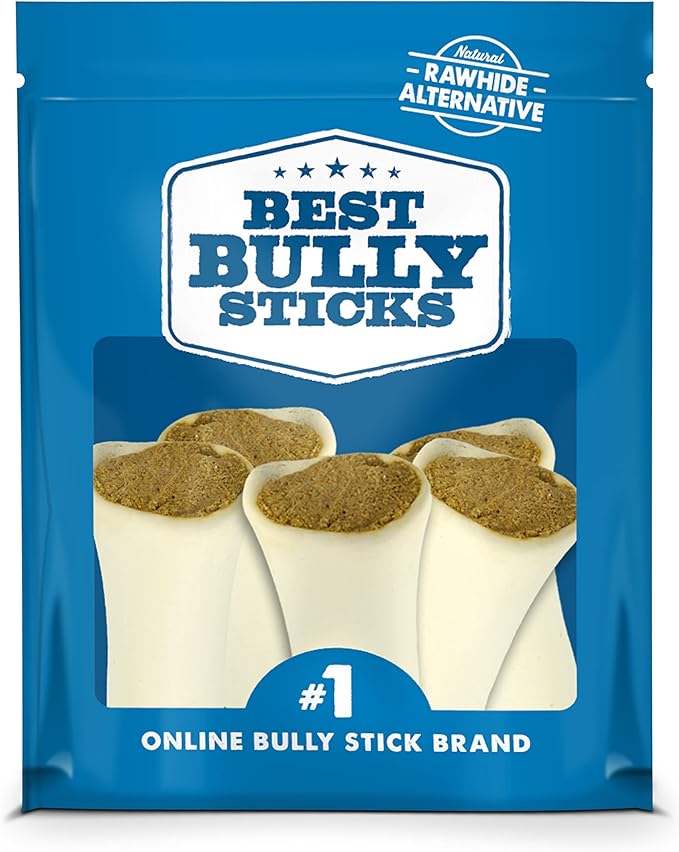 Best Bully Sticks Bully Filled Bones - 3-4 Inch 5 Count (Pack of 1) - Long Lasting, Refillable Stuffed Dog Bone Treats for Dogs