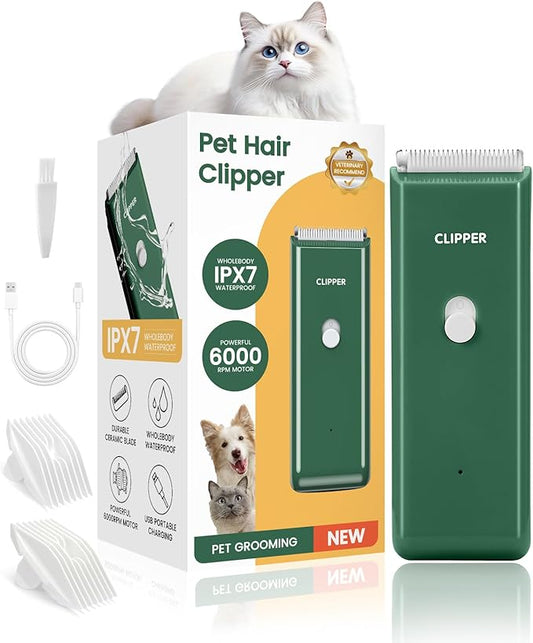 Upgrade Home Professional Dog Grooming Kit Clipper for Matted&Long Hair, Cordless Pet Shaver Low Noise USB Rechargeable for Cats, Small&Medium Dogs, Handy Pet Hair Grooming Trimmer, Green