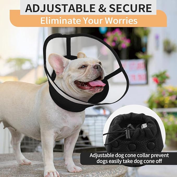 Allroaring Dog Cone Collar After Surgery, Soft Dog Cones for Large Dogs, Breathable Pet Elizabethan Collar Dogs Recovery Cone to Stop Licking Protective Wound Lightweight E-Collar, Black XL