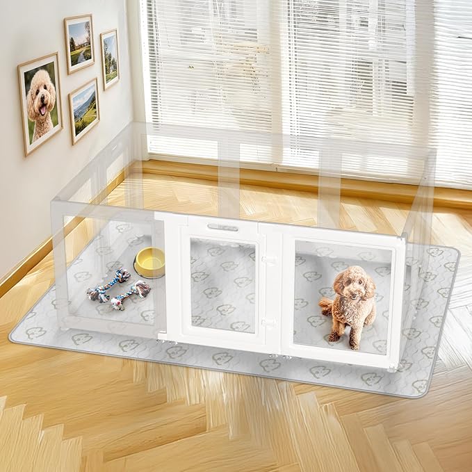 FXW AuraSpace Acrylic Indoor Dog Playpen for Small Dogs, 24 inch, 2 Panels, Includes 1 Gate & 1 Panel, White