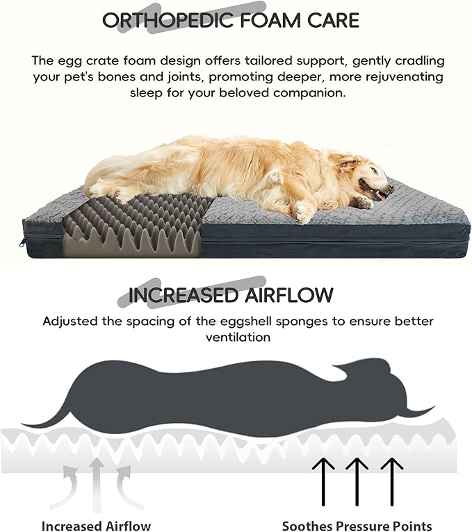Sytopia Washable Indestructible 42" Dog Bed for Large Dogs – Double-Sided Plush, Chew Proof, Waterproof, Thick Orthopedic Support, Durable Multi- Size Comfort Clearance Indoor Flat Dog Bed