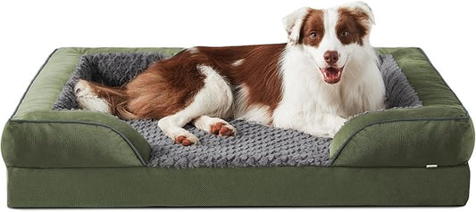 INVENHO Orthopedic Dog Bed for Large Dogs, Washable Waterproof, Egg-Crate Foam Dog Couch Bed with Washable Removable Cover, Waterproof Lining and Nonskid Bottom