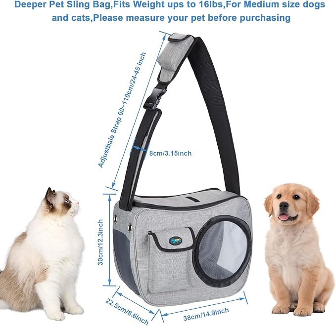 OWNPETS Pet Sling Carrier, Pet Airline Carrier Travel Bag, Fit 10~13lb Small Dogs, Comfortable, Adjustable, Perfect for Airline, Travelling, Daily Walk, Outdoor Activity and Weekend Adventure