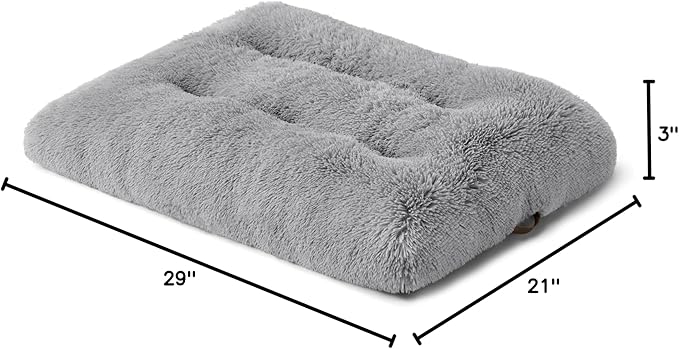 Bedsure Washable Medium Dog Bed for Crate, Plush Calming Dog Crate Mat, Fluffy Pet Bed for Medium Sized Dogs, Plush Soft Comfort Sleeping Mat for Puppy, Anti-Slip Pet Kennel Pad, 29" x 21", Grey
