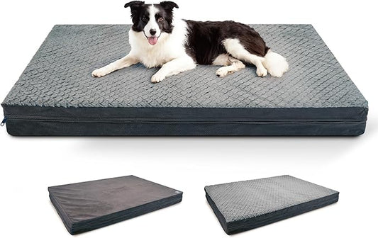 Sytopia Washable 44" Dog Bed for Large Dogs – Double-Sided Plush, Waterproof, Removable Cover, Thick Orthopedic Support, Durable Multi- Size Comfort Clearance Indoor Flat Dog Bed