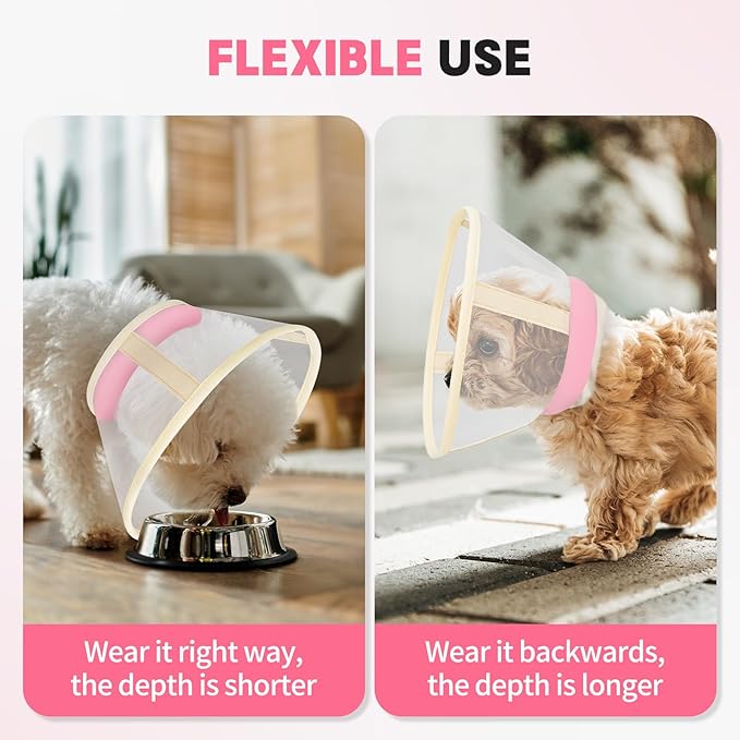 Soft Dog Cone Collar to Stop Licking-Adjustable Comfortable Mesh Recovery Collar After Surgery for Small or Miniature Dogs, Alternative to Plastic Elizabethan Collar for Neuter Incision Care (Pink,M)