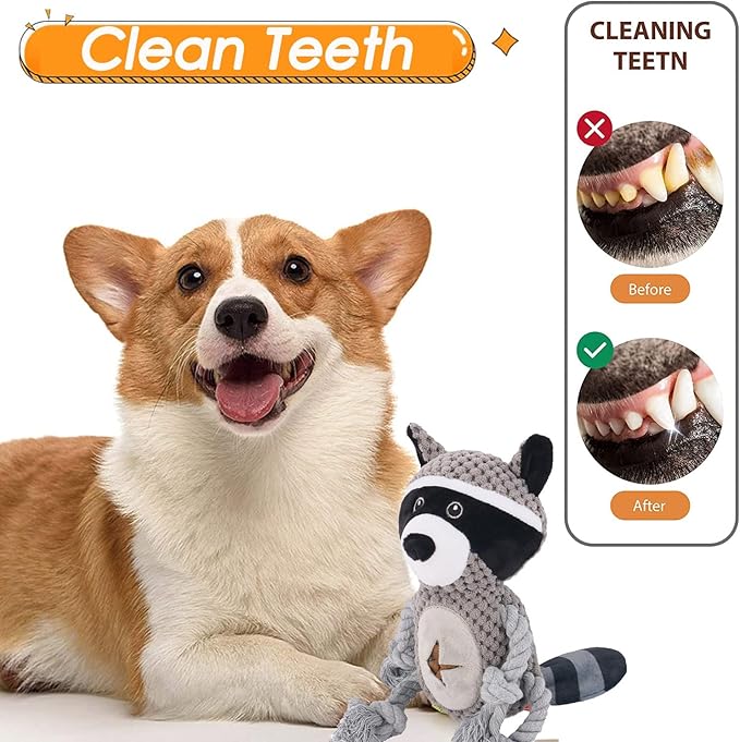 Rope Dog Toys to Keep Them Busy - Tug of War Dog Toys for Boredom Plush Interactive Squeaky Puppy Toys for Small Medium Large Dogs