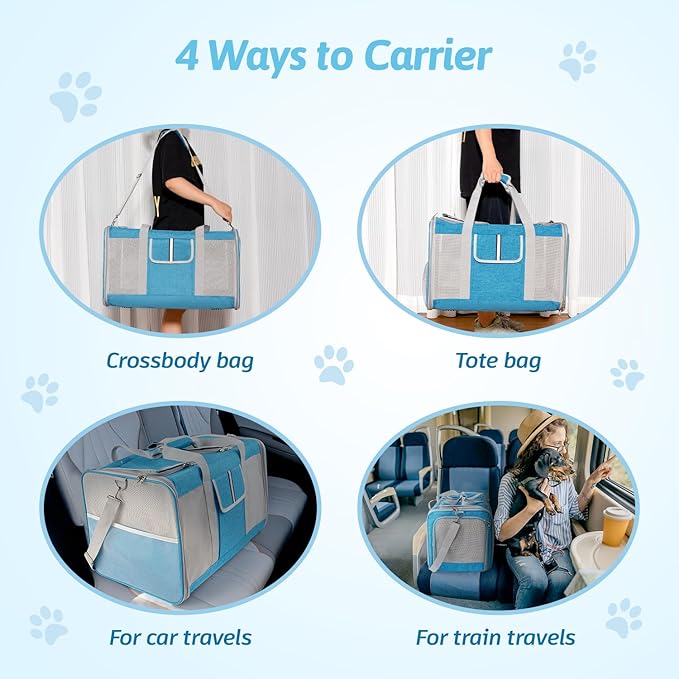 Large Cat Carrier for 2 Cats, 24x 14x 16in Pet Carrier for Cat and Dog Up to 40lbs, All-Sided Mesh Large Cat Carrier with Great Ventilation, Portable Soft Sided Pet Carrier for Traveling