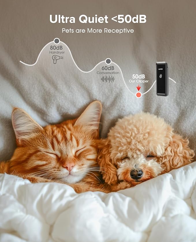 Upgrade Home Professional Dog Grooming Kit Clipper for Matted & Long Hair, Cordless Pet Shaver Low Noise USB Rechargeable for Cats, Small&Medium Dogs, Handy Pet Hair Grooming Trimmer, Black