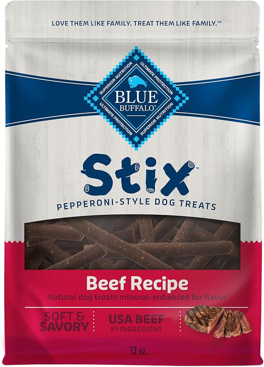 Blue Buffalo Stix Pepperoni-Style Dog Treats Made with Natural Ingredients, Beef Recipe, 13-oz Bag