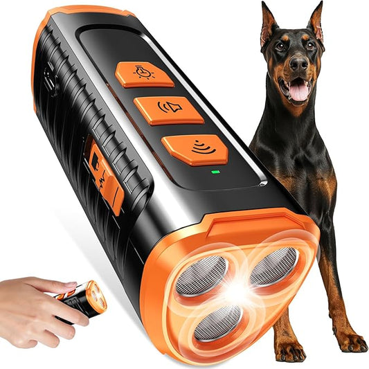 Dog Bark Deterrent Device 3X Anti Barking Device for Dogs, 5 Modes Stop Neighbors Dog Barks No More Safe for All Dogs 50FT Bark Control Indoor Outdoor with Flashlight,Rechargeable Training Device