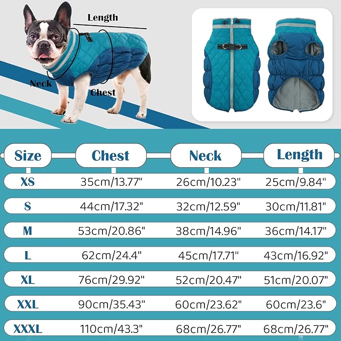 Large Dog Coat, XXLarge Dog Winter Coat, Waterproof Pet Jacket with Back Zipper,Extra Large Pet Coats, Warm Fleece Jacket with D-Ring, Windproof Winter Clothes Golden Retriever,XXL
