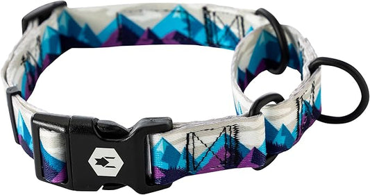 Wolfgang Heavy Duty Martingale Dog Collar with Quick Release Nylon Buckle for Walking & Training, RockyPeaks Print, X-Large
