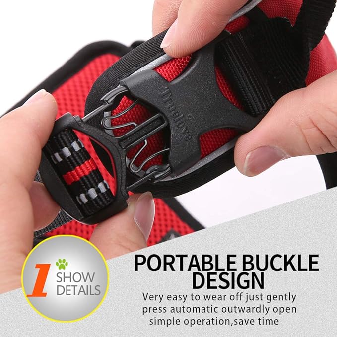 Truelove No Pull Dog Harness with Easy Control Handle and 2 Leash Attachments,Reflective Adjustable Pet Vest