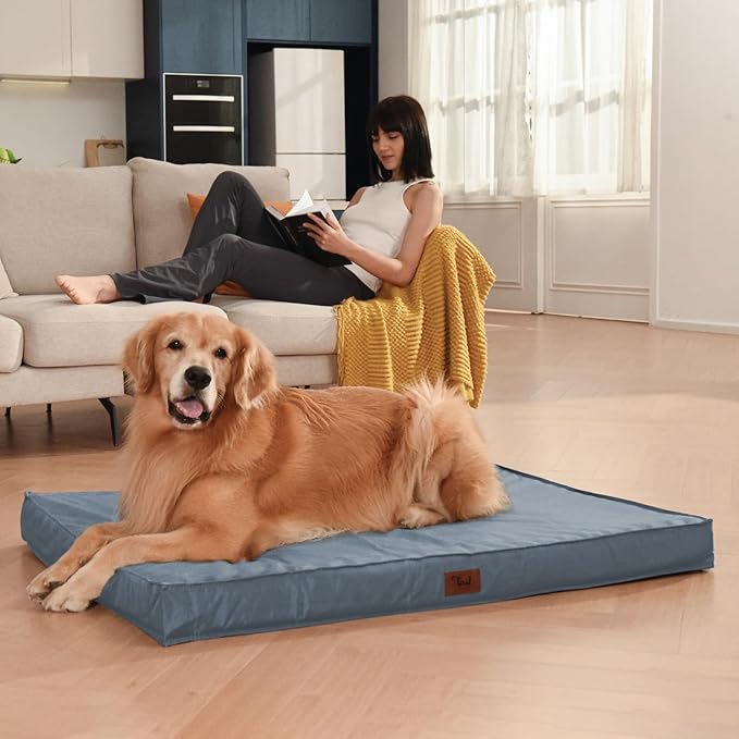 Orthopedic Dog Bed for Medium Dogs - Waterproof & Machine Washable Pet Bed with Egg Crate Foam, Removable Cover for Easy Cleaning, for Indoor & Outdoor Use, 30x20 Inch, Blue