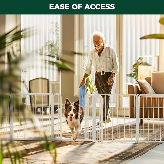 FXW Homeplus Unleashed Indoor Dog Playpen - Stress-Free and Safe Play, Heavy Duty 32 Inch 16 Panels Dog Pen for Small and Medium Dogs, White│Patented