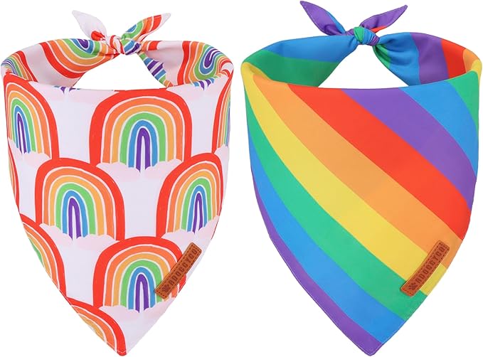 ADOGGYGO Rainbow Dog Bandana, Multi Size Offered, Rainbow Bandanas for Large and Extra Large Dogs Pets (X-Large)