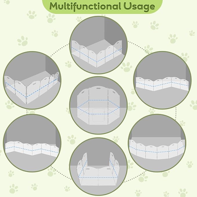 Acrylic Dog Playpen for House 6 Panel 120" W x 24" H Foldable Dog Gate Indoor with Handles, Free-Standing Pet Fence Clear Dog Pen for Medium Dogs Puppy Cat Rabbit Accessories