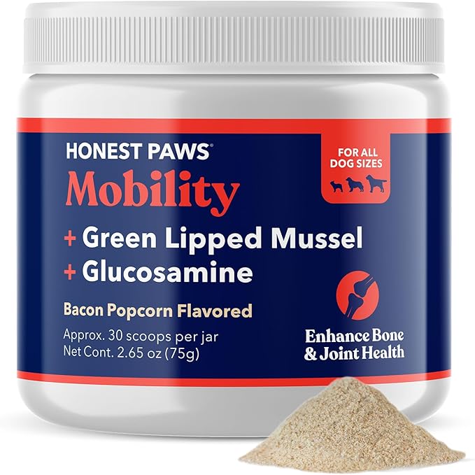 Honest Paws Joint Supplement for Dogs - Supports Mobility, Hip & Joint Health, Eases Stiffness - Glucosamine, Green Lipped Mussel, Fish Oil, Chondroitin Sulfate, MSM, Vitamin C