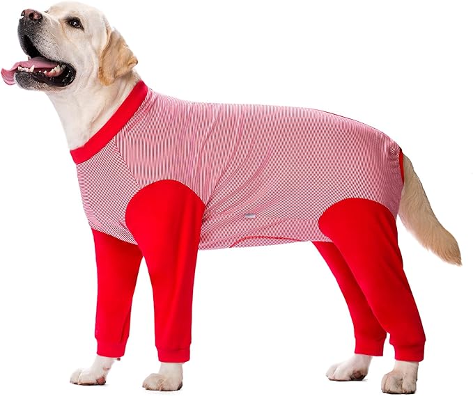 Yeapeeto Dog Onesie Surgery Recovery Suit for Large Medium Bodysuit Dogs Pajamas PJS Full Body for Shedding, Prevent Licking, Wound Protection, Cone Alternative (3XL, Red)