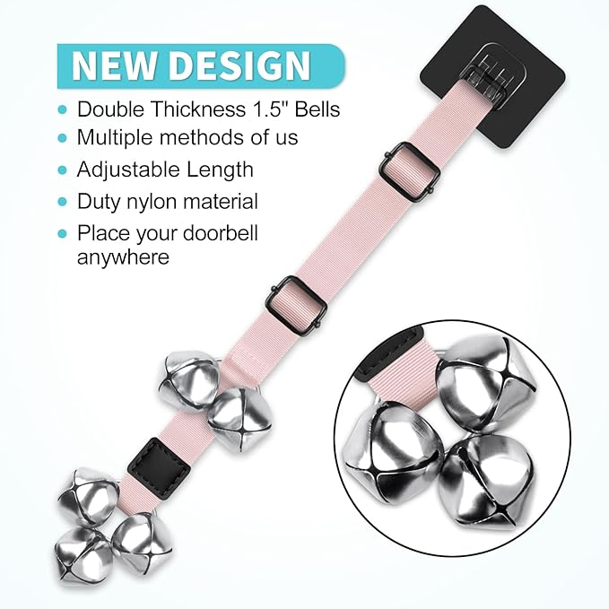 COOYOO Dog Doorbells, Adjustable Potty Training Dog Bells, Upgraded for Training Your Puppy The Easy Way, Premium Quality Housetraining Hanging Bell-5 Extra Large Loud 1.5 DoorBells